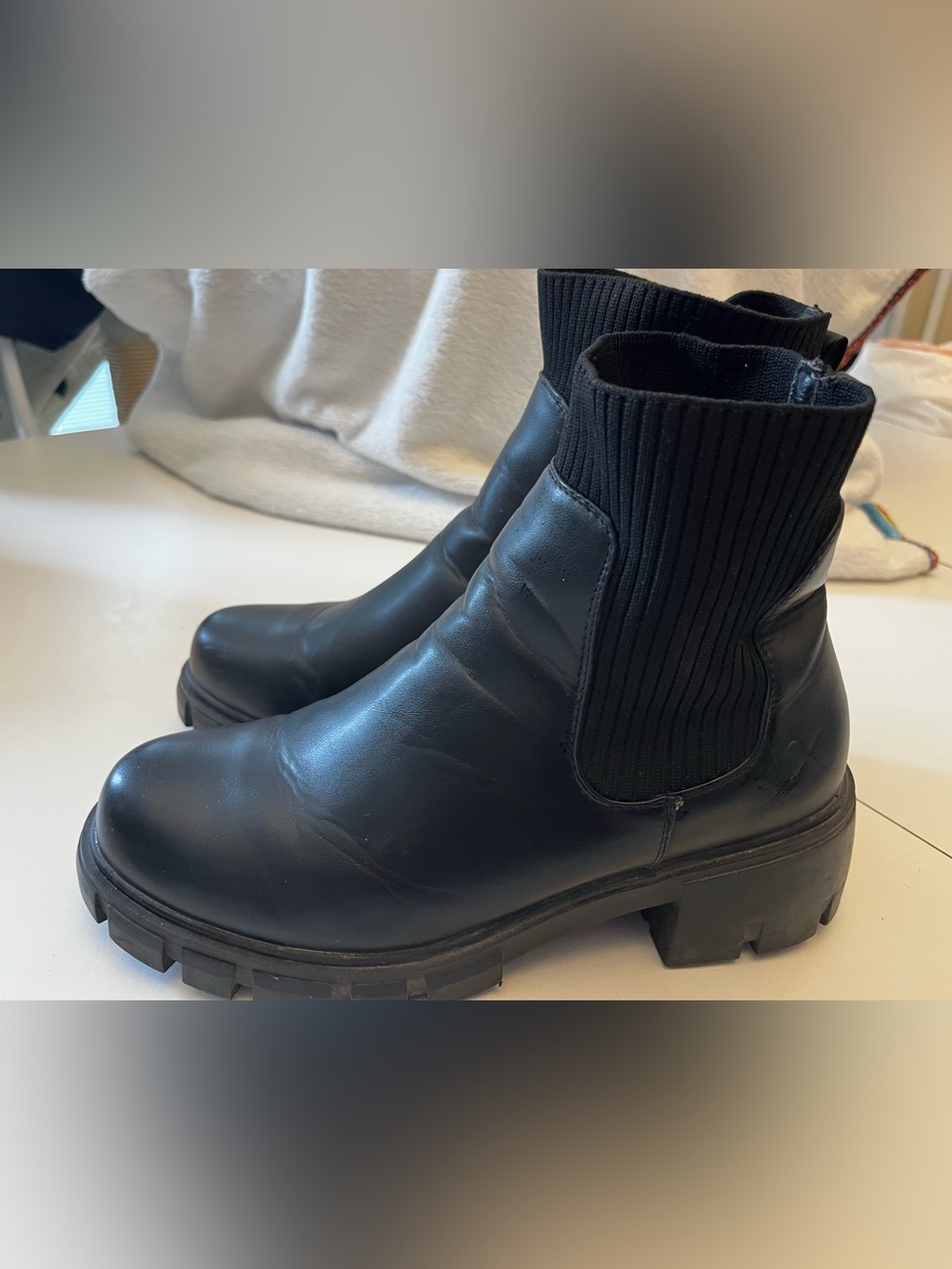 Denver Hayes Black Leather Chelsea Lug Boot